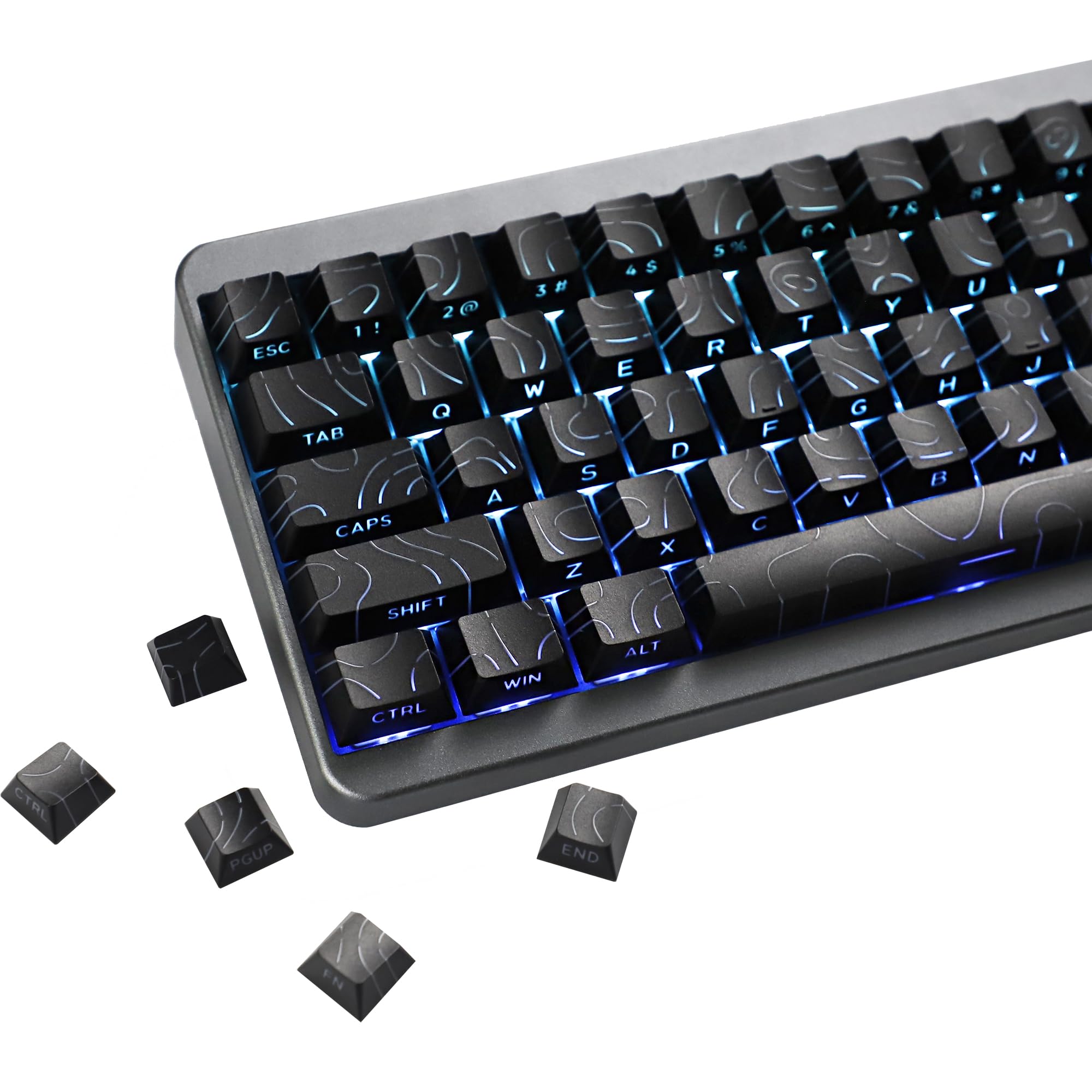 Amazon.com: YMDK Contour Line Black Keycaps Full Set 97 Keys Side